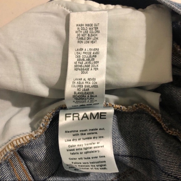 Frame Cleo Tux Stripe Fray Hem Denim Jean Shorts Size 28 Cut Off Shorts … - Picture 10 of 10